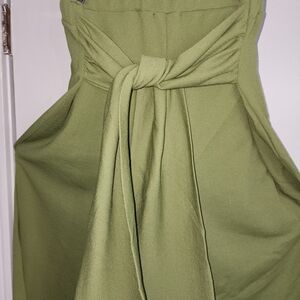 Boohoo Sage Green Tie-Waist Pants